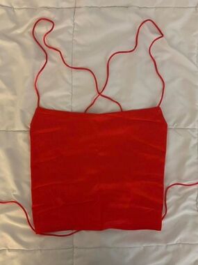 Ribbon-Back Satin Cropped Camisole Top